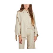 Benjamin Benmoyal Ruffle Ullskjorta Oversized Klassisk Krage Beige, Da...