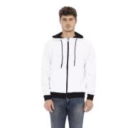 Baldinini Vit Bomull Zip Hoodie White, Herr