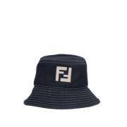 Fendi Blå Bomull Denim Halsduk med FF Logo Blue, Herr