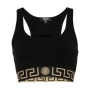 Versace Svart Top med Medusa Motiv Black, Dam