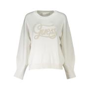 Guess Vit Crew Neck Broderad Tröja White, Dam