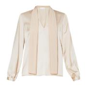 Liu Jo Blus med Foulard Krage Beige, Dam