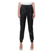 Kocca Faux Leather Joggers Byxor Svart Black, Dam