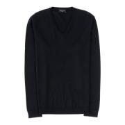 Roberto Collina Merino Wool V-Neck Sweater Navy Black, Herr