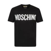 Moschino Svart Bomull T-shirt Klassisk Passform Black, Herr