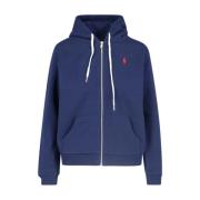 Ralph Lauren Blå Zip Logo Tröja Blue, Dam