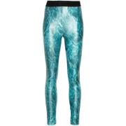 Versace Jeans Couture Högmidjade Leggings med Ögletryck Blue, Dam