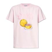 Ganni T-shirt med logotyp Pink, Dam