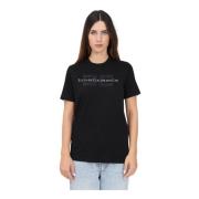 Elisabetta Franchi Svart Logotyp Tryck T-shirt Casual Stil Black, Dam