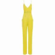 Elisabetta Franchi Gul Crepe Jumpsuit med V-ringning Yellow, Dam