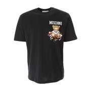 Moschino Kortärmad T-shirt med björntryck Black, Herr