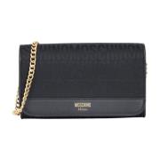 Moschino Svart Logo Jacquard Clutch Handväska Black, Dam