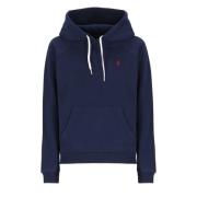 Ralph Lauren Blå Bomull Hoodie Dragsko Raglan Ärmar Blue, Dam