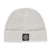 Stone Island Grå Ull Beanie Mössa med Logotyp Gray, Herr