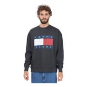 Tommy Jeans Svart Crewneck Sweater Relaxed Fit Black, Herr