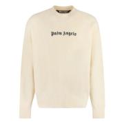 Palm Angels Kashmirull Crew-Neck Sweater Beige, Herr