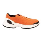 Neil Barrett Stiliga Bolt Tekniska Tyg Sneakers Orange, Herr