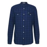 Wrangler Western Skjorta Blue, Herr