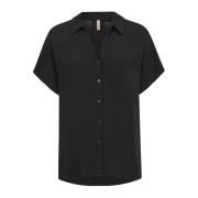 Soyaconcept Short Sleeve Shirts Black, Dam