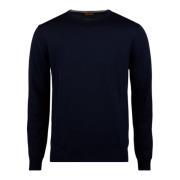 Stenströms Navy Merino Wool Crew Neck Sweater Blue, Herr