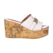 Alviero Martini 1a Classe Högklackad sandal i Geo Classic-tryck White,...