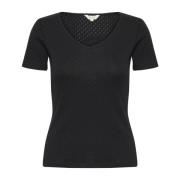 Part Two Svart V-ringad T-shirt Junepw Black, Dam