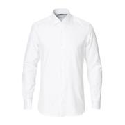 Mazzarelli Vit poplin casual skjorta Green Stone White, Herr