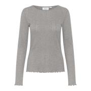 Saint Tropez Grå Quill Melange Blus Topp Gray, Dam