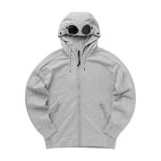 C.p. Company Grå Zip Hoodie med Goggles Gray, Herr