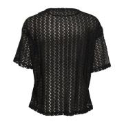 Kaffe Svart Djup Stickad T-shirt Black, Dam