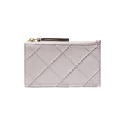 Tory Burch Mjukt Nappa Läder Dragkedja Kortfodral Gray, Dam