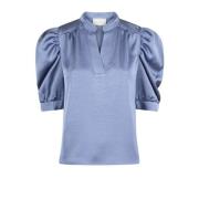 Neo Noir Sateen Blouse Smoke Blue Blue, Dam