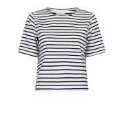 Neo Noir Randig T-shirt Soanie Navy Multicolor, Dam