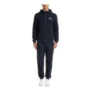 Emporio Armani EA7 Enfärgad Tracksuit med Huva och Fickor Blue, Herr