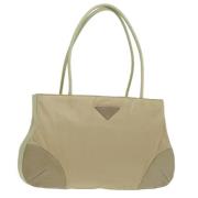 Prada Vintage Pre-owned Nylon handvskor Beige, Dam