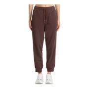 Emporio Armani EA7 Elastiska midjor joggers med logotyp Brown, Dam