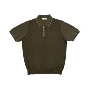 Ferrante Kortärmad Crepe Polo Tröja Brown, Herr