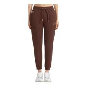 Emporio Armani EA7 Elastisk midja joggers med logotyp Brown, Dam