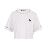 Philipp Plein Studded White Cropped T-shirt White, Dam