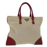 Prada Vintage Pre-owned Canvas handvskor Beige, Dam