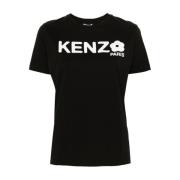 Kenzo Svart Logo Print T-shirt Black, Dam