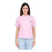 Barrow Rosa Logo Print T-shirt Pink, Dam