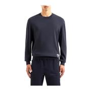 Emporio Armani Blå Crewneck Tröja Blue, Herr