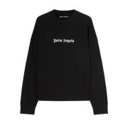 Palm Angels Svart Logo-Print Crew-Neck Sweatshirt Black, Herr