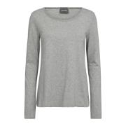 MOS Mosh Grå Melange Basic Långärmad Tee Gray, Dam