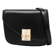 Salvatore Ferragamo Liten Crossbody Väska Oyster Stil Black, Dam