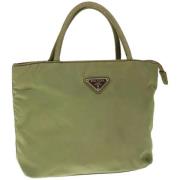 Prada Vintage Pre-owned Nylon handvskor Green, Dam