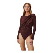 Undress Code Klassisk Brun Bodysuit med Drapering Brown, Dam