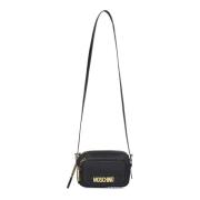 Moschino Svart Nylon Crossbodyväska med Metalllogo Black, Dam