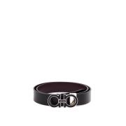 Salvatore Ferragamo Justerbart Reversibelt Gancini Läderbälte Black, H...